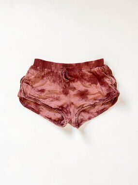 Aeropostale Linen Blend Tie Dye Pom Trim Lounge Shorts Dusty Rose Size S